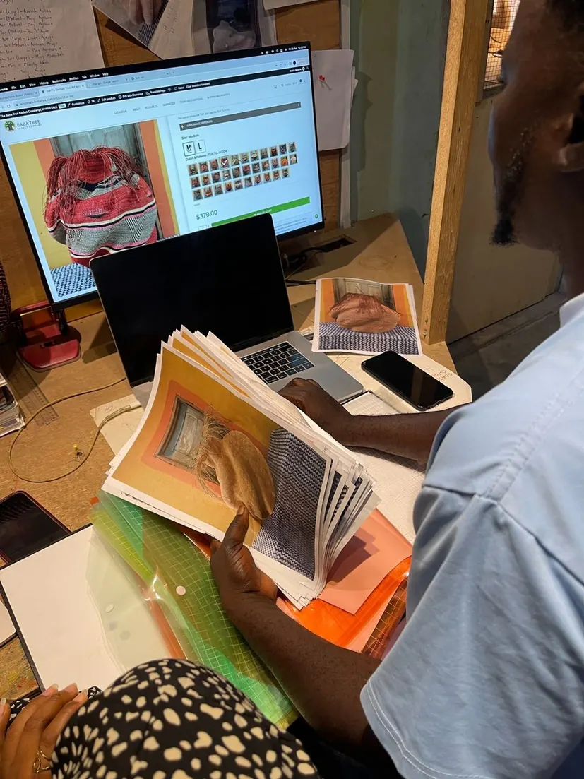 A basket colour scheme and design being prepared in the office